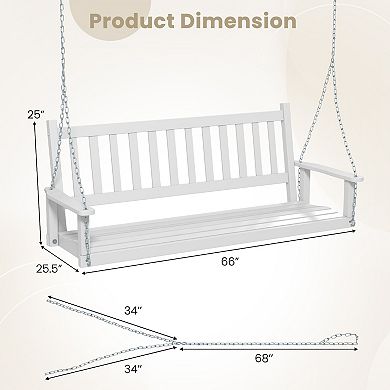 3-person Wooden Outdoor Porch Swing With 800 Lbs Weight Capacity