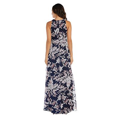 Women's R&M Richards Jacquard Chiffon Hi Low Maxi Dress