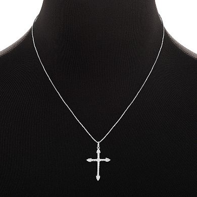 PRIMROSE 18k Gold Flash Plated Pave Cubic Zirconia Cross Pendant Necklace