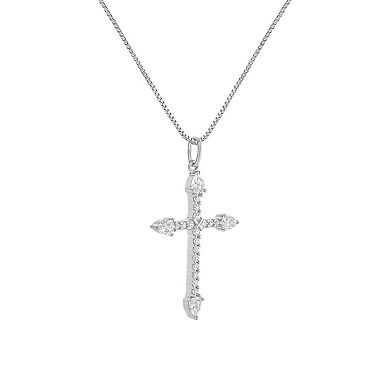 PRIMROSE 18k Gold Flash Plated Pave Cubic Zirconia Cross Pendant Necklace