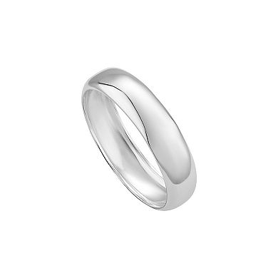 PRIMROSE Fine Silver Plated Polished Dome Band Ring