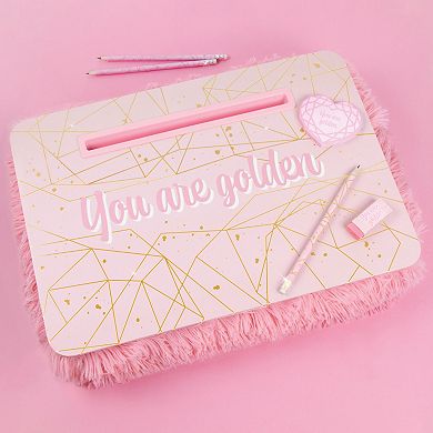 Make It Real 3C4G Pink & Gold Deluxe Faux Fur Lap Desk 