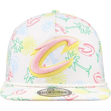 Men's New Era White Cleveland Cavaliers Palm Trees and Waves Golfer Adjustable Hat