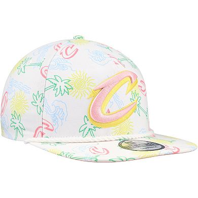 Men's New Era White Cleveland Cavaliers Palm Trees and Waves Golfer Adjustable Hat