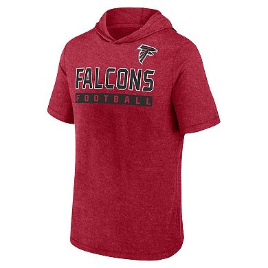 Men's Fanatics Heather Red Atlanta Falcons Push Short Sleeve Pullover Hoodie