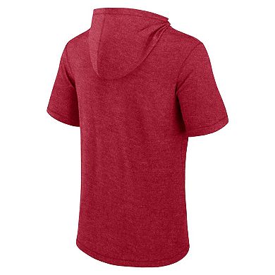 Men's Fanatics Heather Red Atlanta Falcons Push Short Sleeve Pullover Hoodie