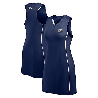 Women's Fanatics Navy Chicago Bears Studio Boost Athletic Half-Zip Dress