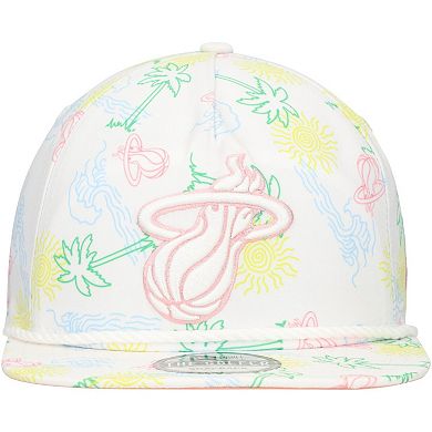 Men's New Era White Miami Heat Palm Trees and Waves Golfer Adjustable Hat