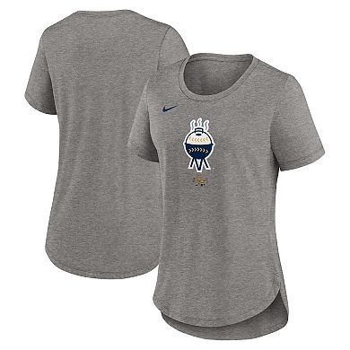 Women's Nike  Heather Gray Milwaukee Brewers 2024 City Connect Tri-Blend T-Shirt