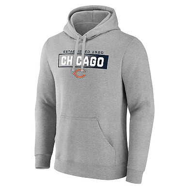 Men's Fanatics Heathered Gray Chicago Bears Down The Field Pullover Hoodie