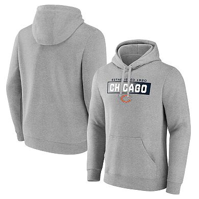 Men's Fanatics Heathered Gray Chicago Bears Down The Field Pullover Hoodie