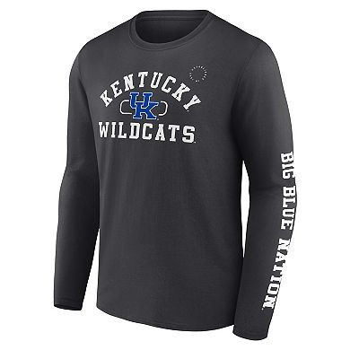 Men's Fanatics Charcoal Kentucky Wildcats Modern Arch 2-Hit Long Sleeve T-Shirt