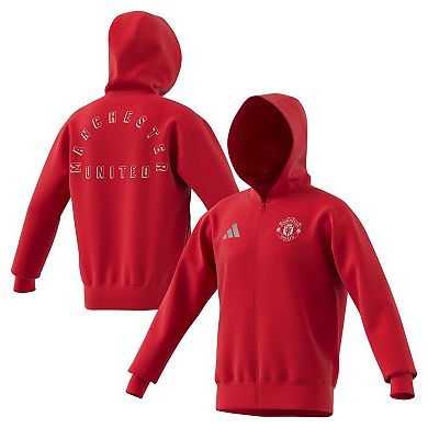 Men's adidas Red Manchester United 2024/25 Anthem Full-Zip Hoodie