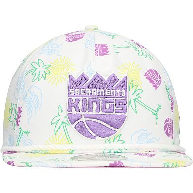 Men's New Era White Sacramento Kings Palm Trees and Waves Golfer Adjustable Hat