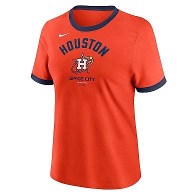 Women's Nike  Orange Houston Astros 2024 City Connect Ringer Tri-Blend T-Shirt