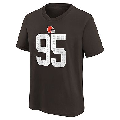 Youth Nike Myles Garrett Brown Cleveland Browns Player Name & Number T-Shirt