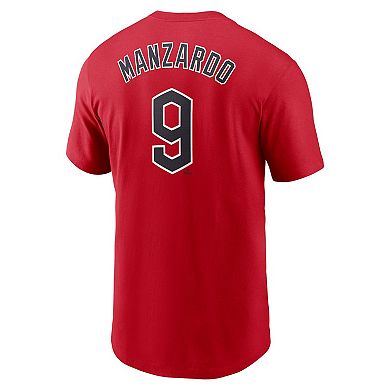 Men's Nike Kyle Manzardo Red Cleveland Guardians Fuse Name & Number T-Shirt