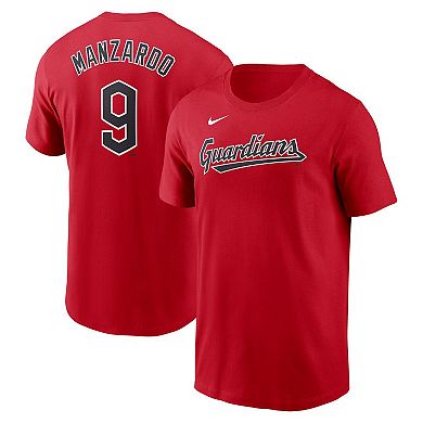 Men's Nike Kyle Manzardo Red Cleveland Guardians Fuse Name & Number T-Shirt