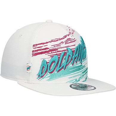 Men's New Era White Miami Dolphins Jazzy Golfer Snapback Hat