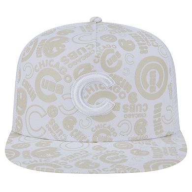 Men's New Era White Chicago Cubs Logo Dunes A-Frame Trucker 9FIFTY Snapback Hat