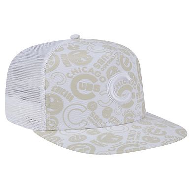 Men's New Era White Chicago Cubs Logo Dunes A-Frame Trucker 9FIFTY Snapback Hat