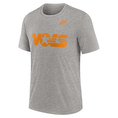 Men's Nike Heather Gray Tennessee Volunteers Blitz Evergreen Legacy Primary Tri-Blend T-Shirt