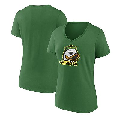 Women's Fanatics Green Oregon Ducks Evergreen Logo V-Neck T-Shirt