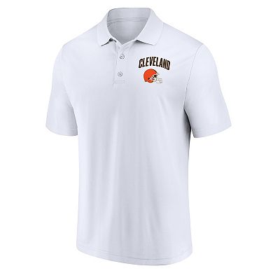Men's Fanatics Brown/White Cleveland Browns 2-Pack Push Back Polo Combo
