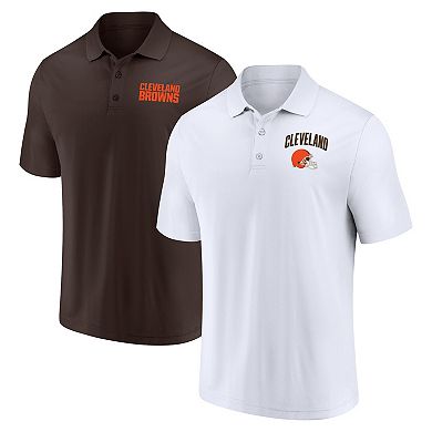 Men's Fanatics Brown/White Cleveland Browns 2-Pack Push Back Polo Combo