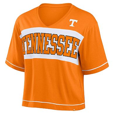 Women's Fanatics Tennessee Orange Tennessee Volunteers Home Team Bold Fashion Modest V-Neck Cropped T-Shirt