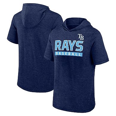 Men's Fanatics Heather Navy Tampa Bay Rays Push Short Sleeve Pullover Hoodie