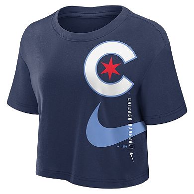 Women's Nike Navy Chicago Cubs City Connect Performance Cropped T-Shirt