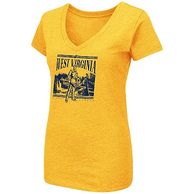 Women's Colosseum Gold West Virginia Mountaineers 2024 Fan V-Neck T-Shirt