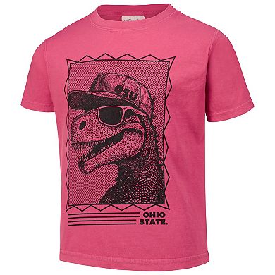 Youth ComfortWash Crimson Ohio State Buckeyes Dino Cap T-Shirt