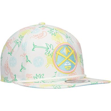 Men's New Era White Denver Nuggets Palm Trees and Waves Golfer Adjustable Hat