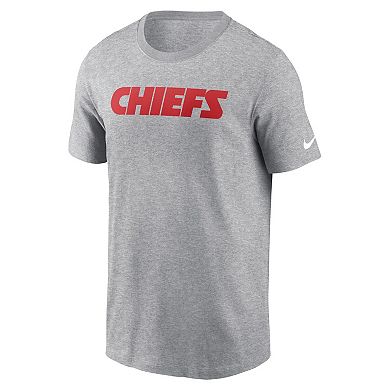 Men's Nike Heather Gray Kansas City Chiefs Primetime Wordmark Essential T-Shirt