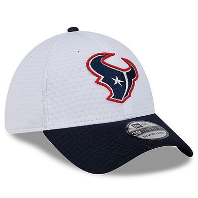 Men's New Era White/Navy Houston Texans 2024 NFL Training Camp 39THIRTY Flex Hat