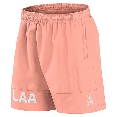 Men's Fanatics Coral Los Angeles Angels Elements Swim Shorts