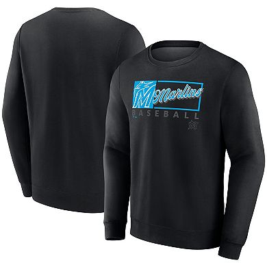 Men's Fanatics Black Miami Marlins Focus Fleece Pullover Sweatshirt