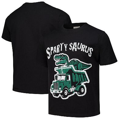 Youth ComfortWash Black Michigan State Spartans Dino Truck T-Shirt