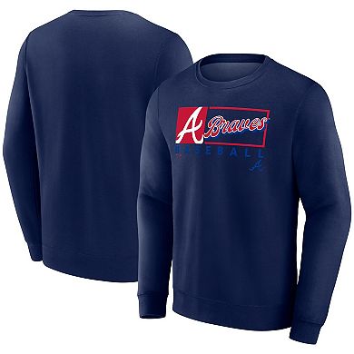 Men's Fanatics Navy Atlanta Braves Focus Fleece Pullover Sweatshirt