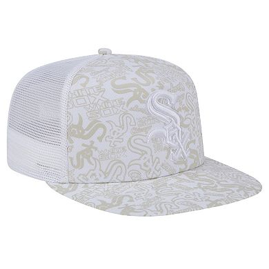 Men's New Era White Chicago White Sox Logo Dunes A-Frame Trucker 9FIFTY Snapback Hat