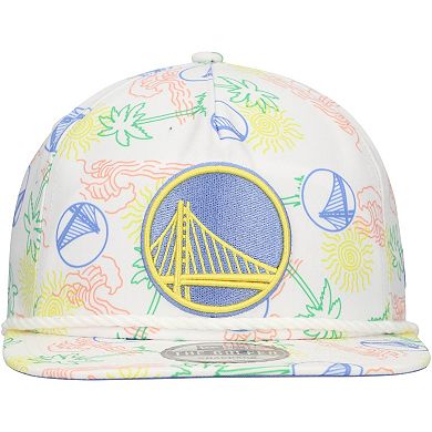 Men's New Era White Golden State Warriors Palm Trees and Waves Golfer Adjustable Hat
