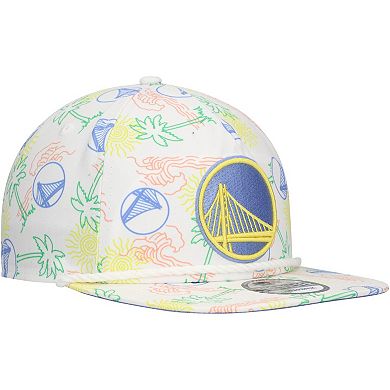 Men's New Era White Golden State Warriors Palm Trees and Waves Golfer Adjustable Hat