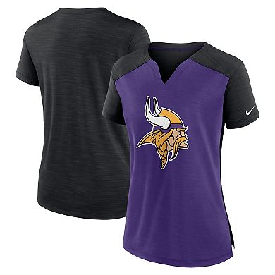 Women's Nike Purple/Black Minnesota Vikings Impact Exceed Performance Notch Neck T-Shirt