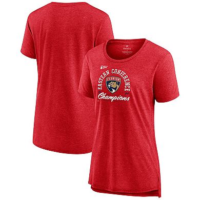 Women's Fanatics  Heather Red Florida Panthers 2024 Eastern Conference Champions Drive Tri-Blend T-Shirt