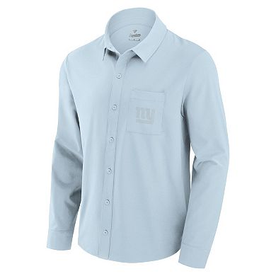 Men's Fanatics Light Blue New York Giants Front Office Long Sleeve Button-Up Shirt