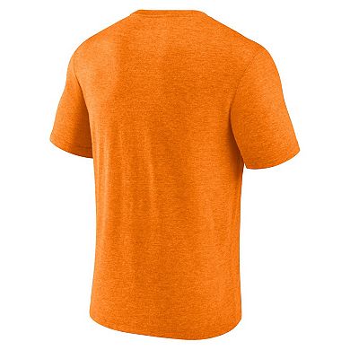 Men's Fanatics Heather Tennessee Orange Tennessee Volunteers Double Stripe Tri-Blend T-Shirt