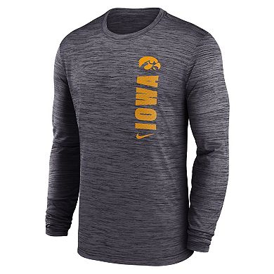 Men's Nike Black Iowa Hawkeyes 2024 Sideline Velocity Performance Long Sleeve T-Shirt