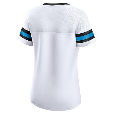Women's Fanatics White Carolina Panthers Sunday Best Lace-Up T-Shirt